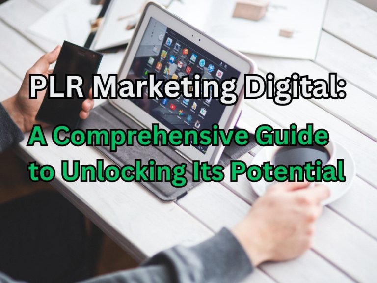 Tablet showcasing a PLR Marketing Digital guide next to a smartphone and coffee." Let me know if you'd like any refinements or additional suggestions!